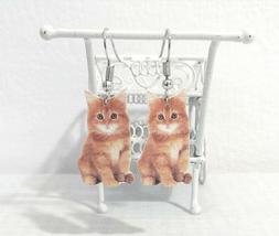 Foto-Orecchini in resina pendenti ipoallergenici Gatto Tigra