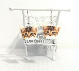 Foto-Orecchini in resina pendenti ipoallergenici Gatto Tigra
