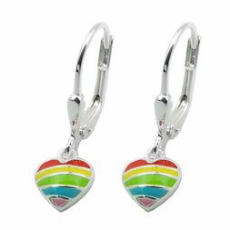 Gancio 22x7mm Cuore Con Arcobaleno Colorato Verniciato Argen