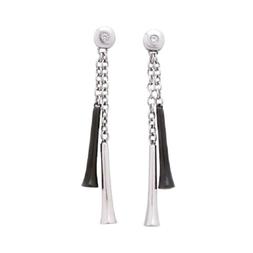 Donna Acciaio E Acciaio Nero Pendenti Con Strass