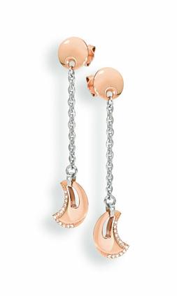 In Acciaio Lunghi Col. Rose' Con Cristalli Bianchi.