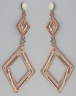 Pendenti Argento 925 Oro Rosso Rombi Chiusura A Farfalla