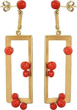 Pendenti Oro 750 Con Coralli Designer Chiusura A Farfalla 18