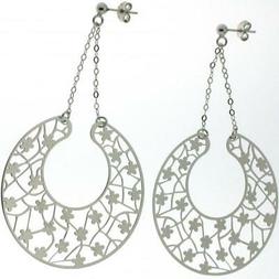 Argento Pendenti  A Cerchio Con Fiori