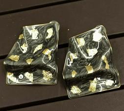 Di Design Smalto Nero E Oro Geometrici Nuovi - Design Earrin
