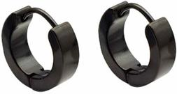 Huggie orecchino ad anello, acciaio inox, nero ionica, per l