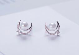 Chiusura A Farfalla Luna E Stella Con Perle Argento 925
