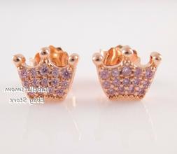 Incantato Corone Autentico Pandora Rosa Placcato Oro Orecchi