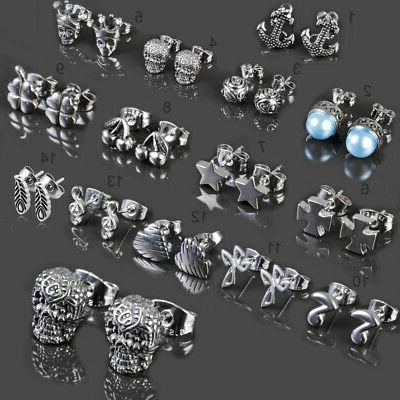 1 paio orecchio spina acciaio inox argento