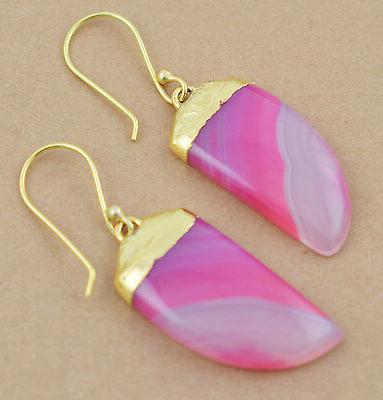 1 paio rosa naturale fasciato agata gemma