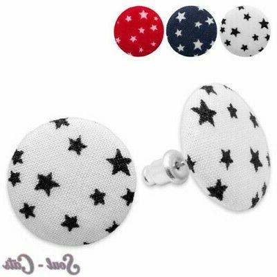 1 paio stoffohrstecker stelle marino bianco rosso