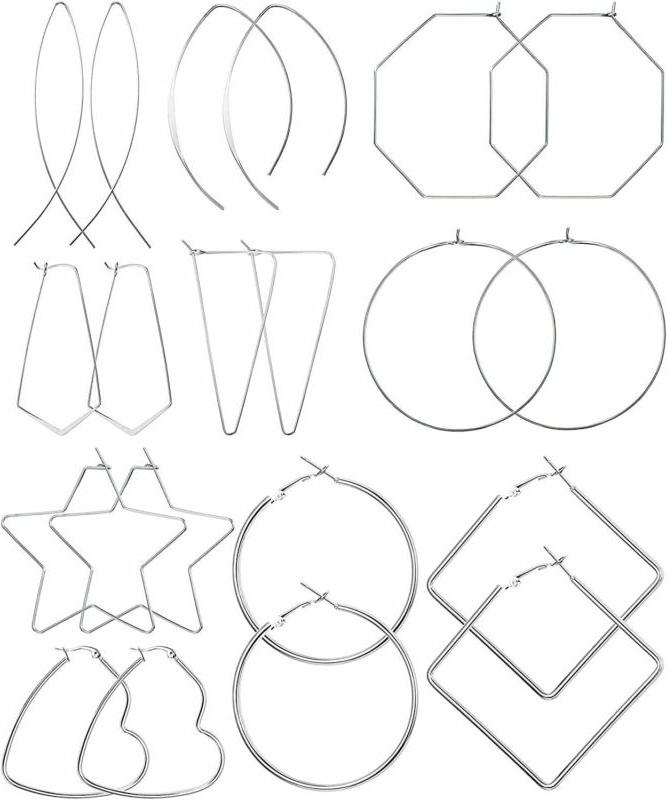 10 paia di orecchini a cerchio grande