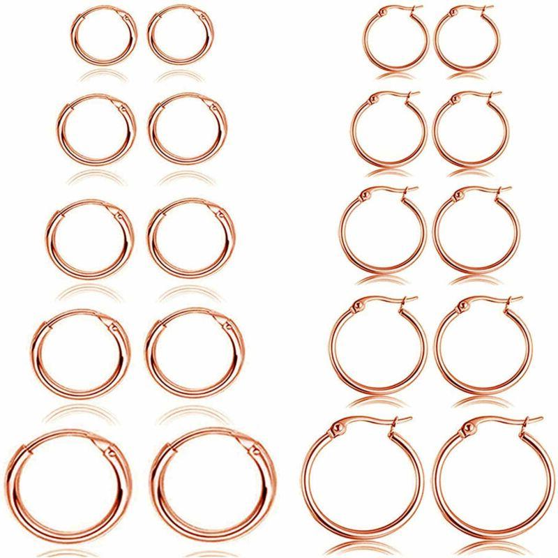 10 paia di orecchini a cerchio per