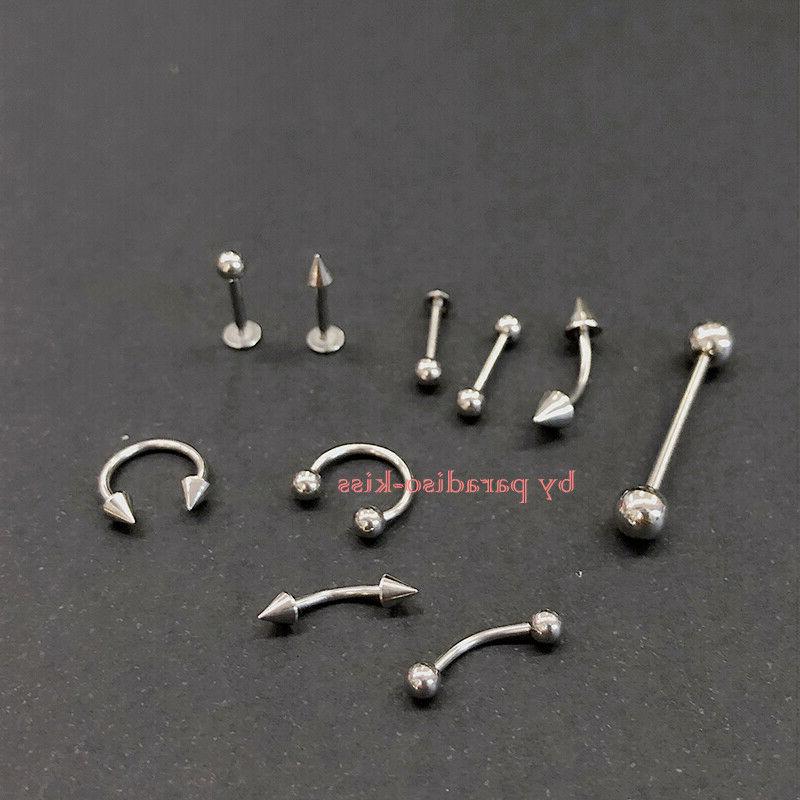 10 piercing cartilagine trago orecchino sopracciglio labbro
