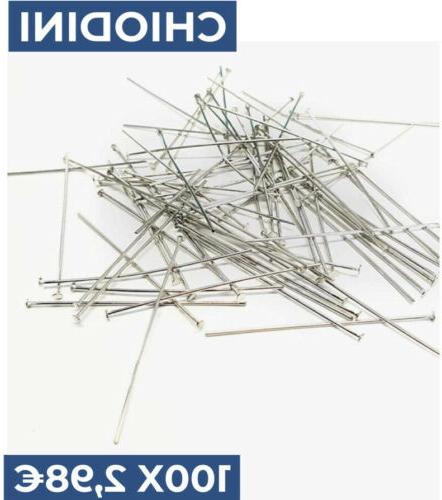 100x chiodini a t argento 7cm orecchini