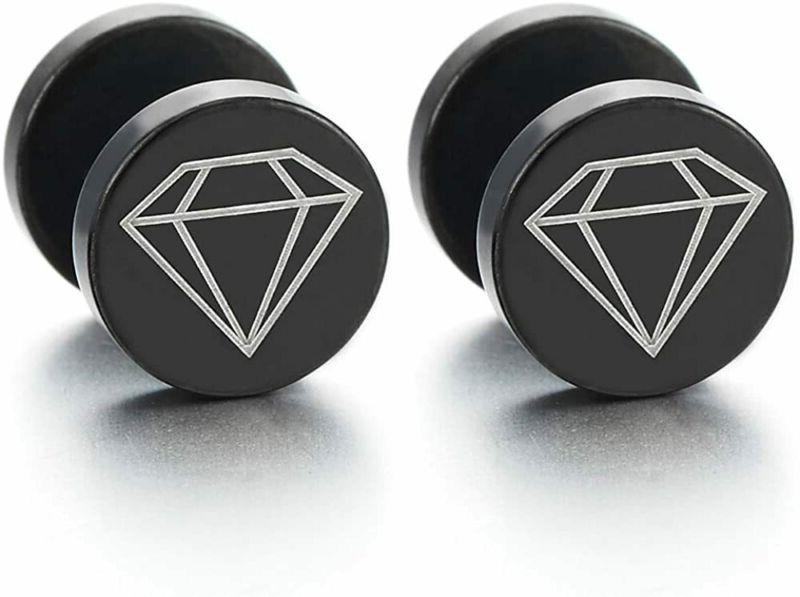 10mm segno di diamante nero cerchio orecchini