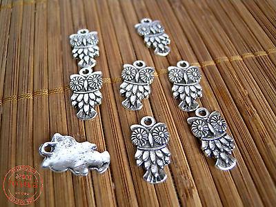 12 charms ciondoli gufo gufetto color argento