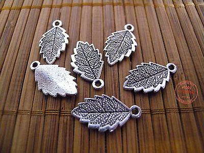 12 charms ciondolo foglia color argento collane