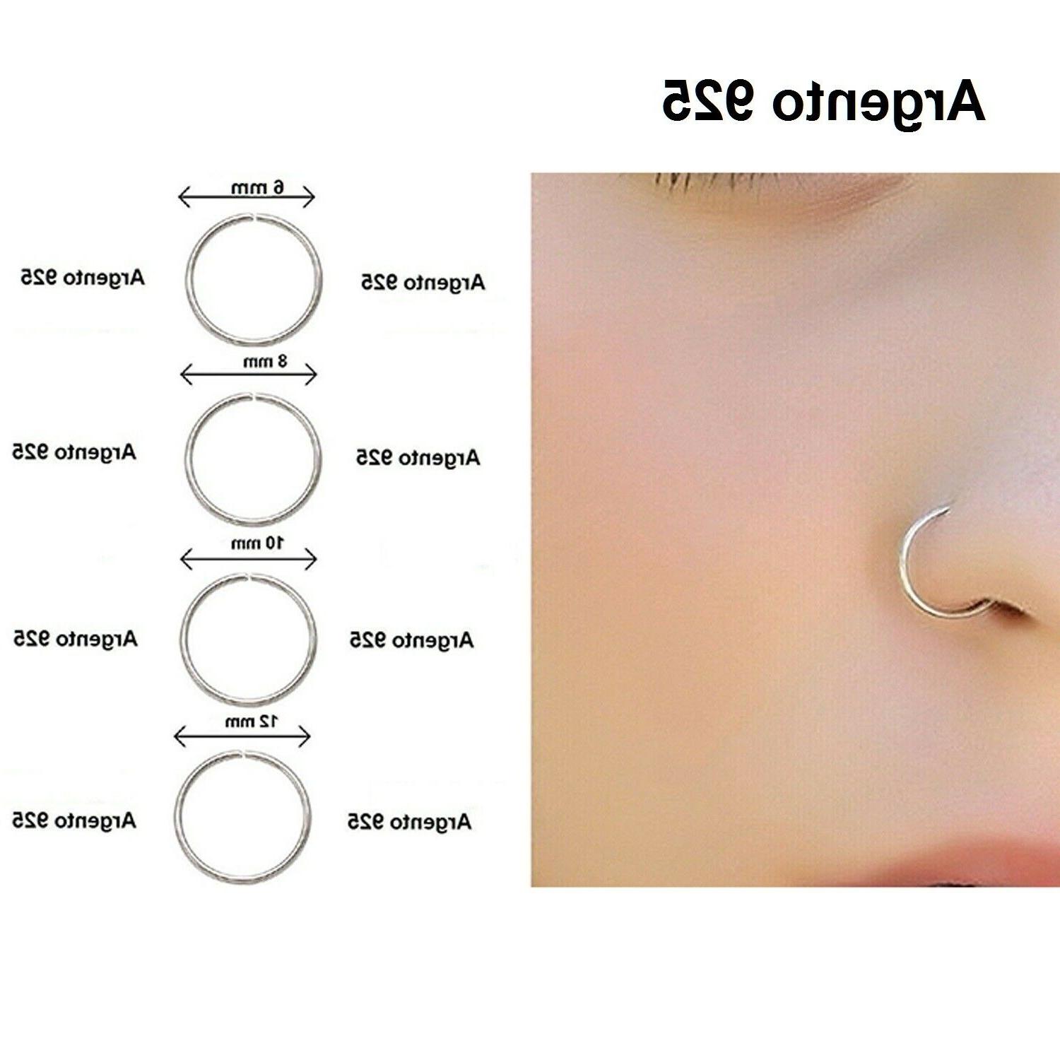 12 pezzi orecchini argento 925 cerchietto piercing