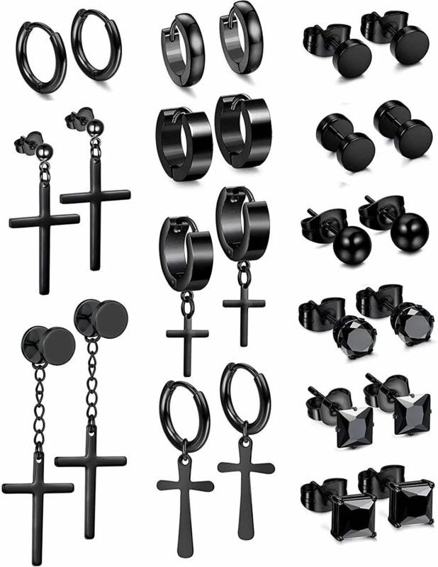 13 paia croce orecchini neri cartilagine orecchino