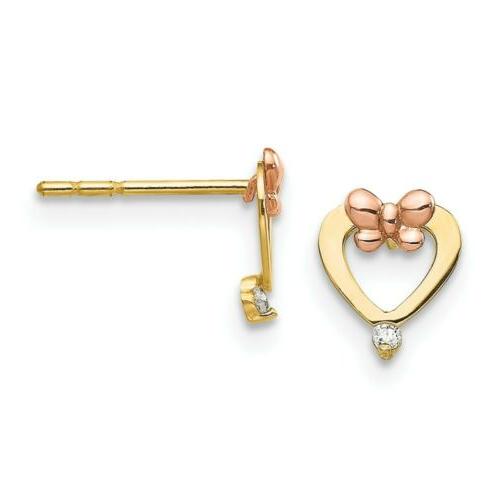 14k bicolore oro zirconia cubica cuore