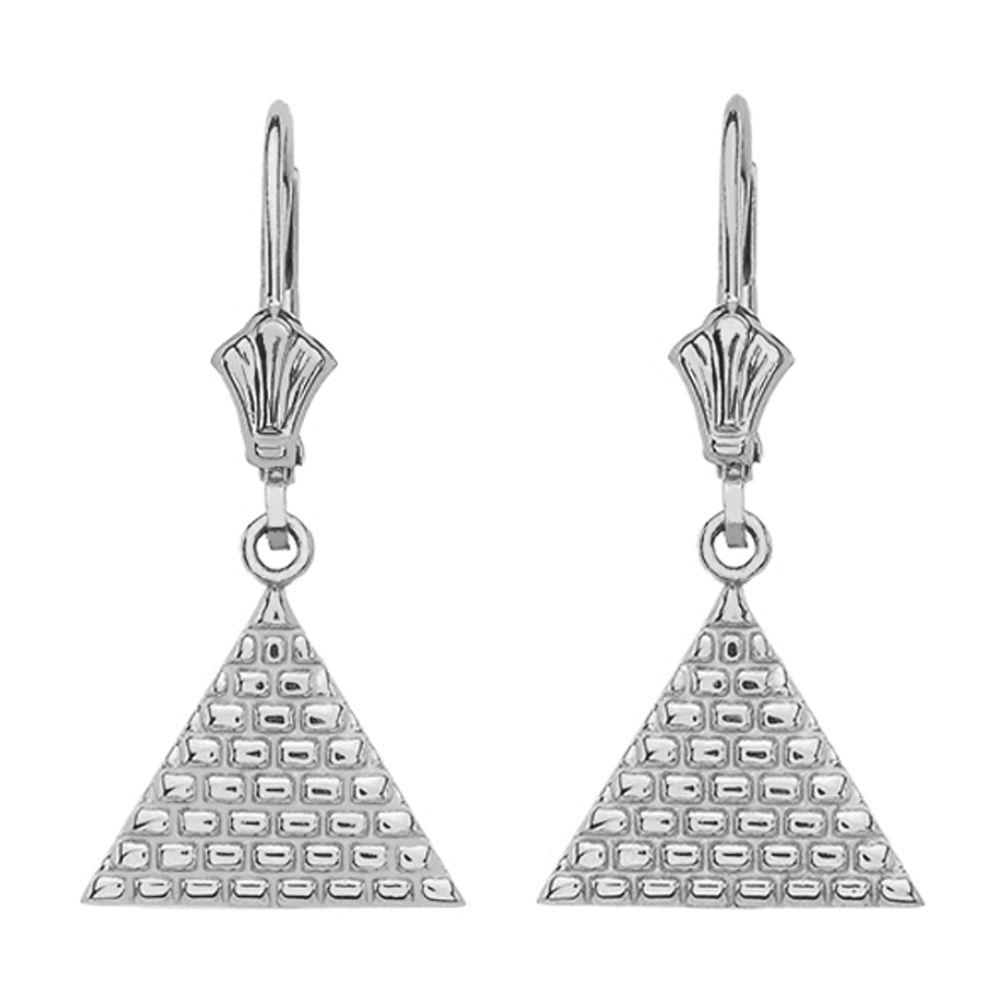 14k oro bianco egiziano piramide triangolo pendente