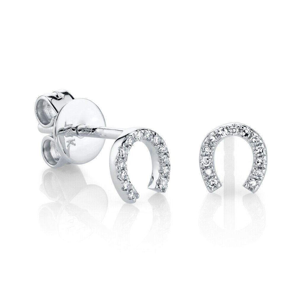 14k oro bianco ferro di cavallo diamante