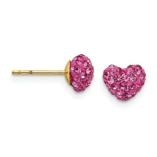 14k oro giallo 7mm cristallo rosa cuore