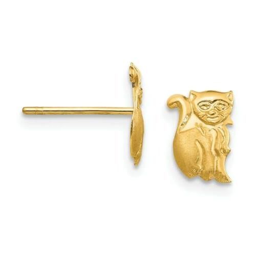 14k oro giallo animale 7mm gatto post