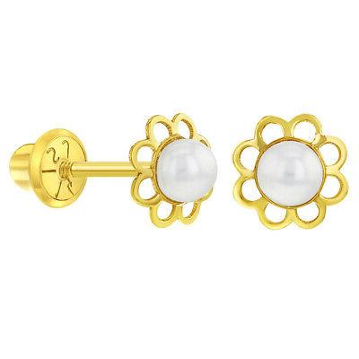 14k oro giallo bambina coltivate perle fiore