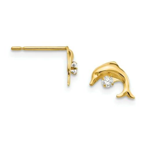 14k oro giallo bambini cz animale delfino