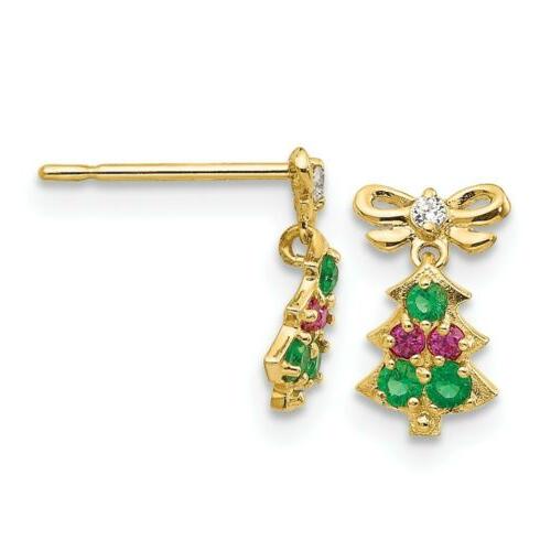 14k oro giallo bambini zirconia cubica natale