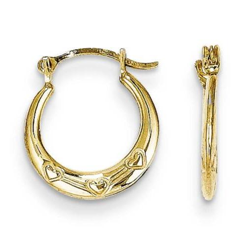 14k oro giallo cavo piccoli cuore cerniera