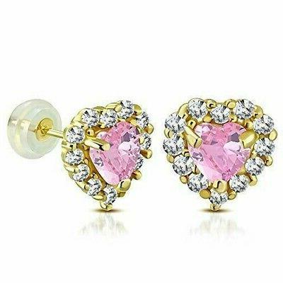 14k oro giallo cuore amore magenta rosa