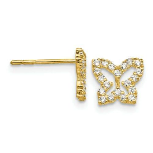 14k oro giallo zirconi 8mm farfalla animale