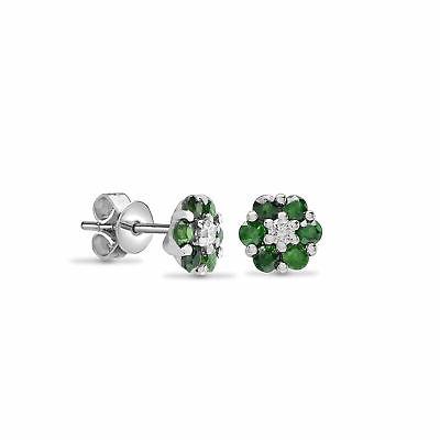 18ct oro bianco diamante verde smeraldo daisy