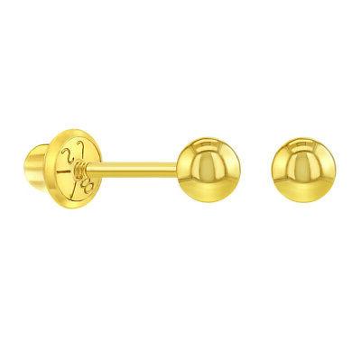 18k giallo oro classico sfera bottone sicurezza