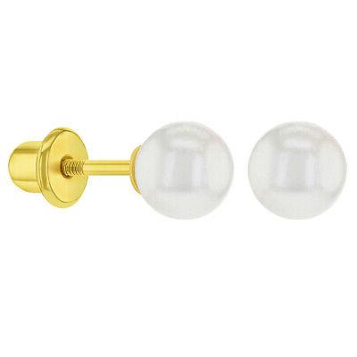 18k placcato oro bianco perle finte vite