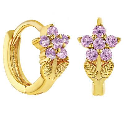 18kt placcato oro rosa zircone cubico fiore