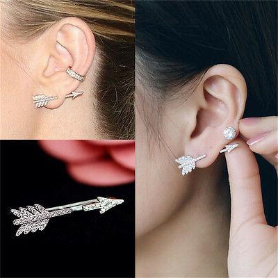 1x new creative bow arrow crystal ear