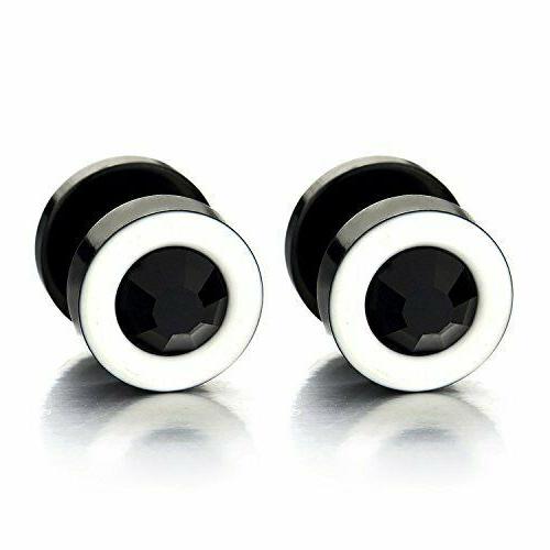 2 bianco nero orecchini da uomo donna