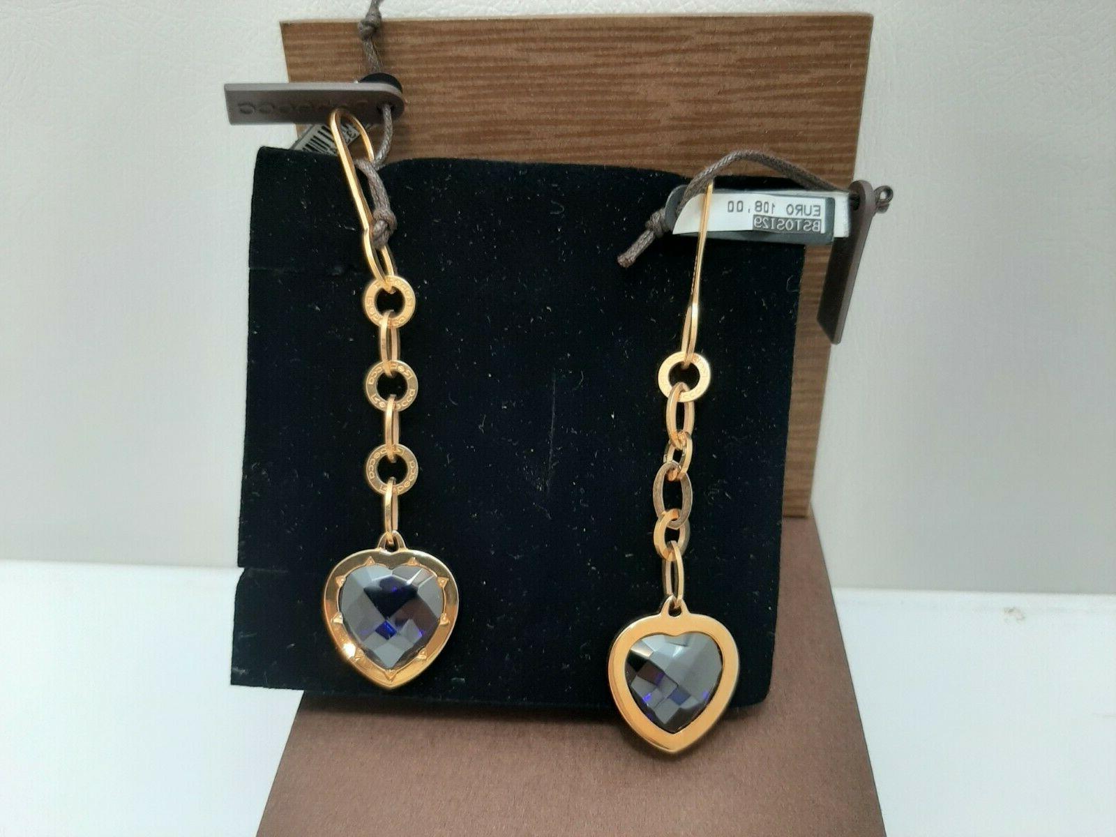 2 monoorecchini bronzo dorato pietre color blu