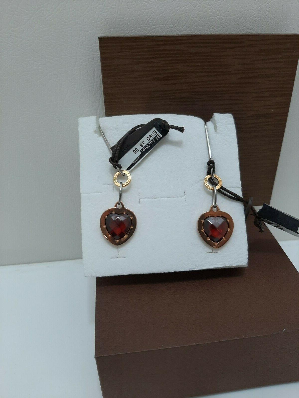 2 monoorecchini bronzo dorato pietre color rossosfaccettate