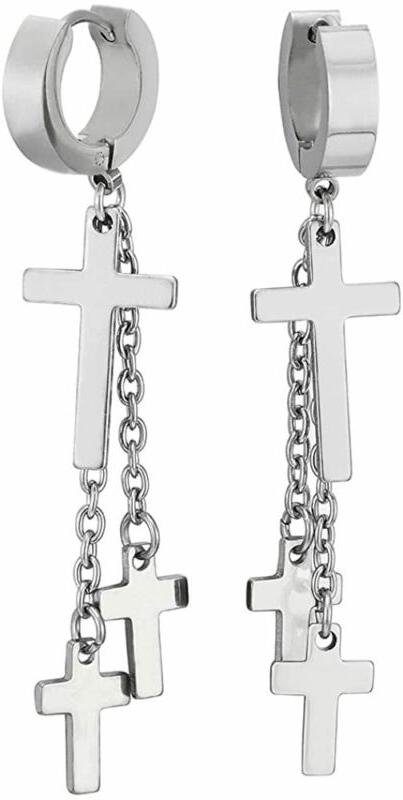 2 orecchini a cerchio con lunga pendenti