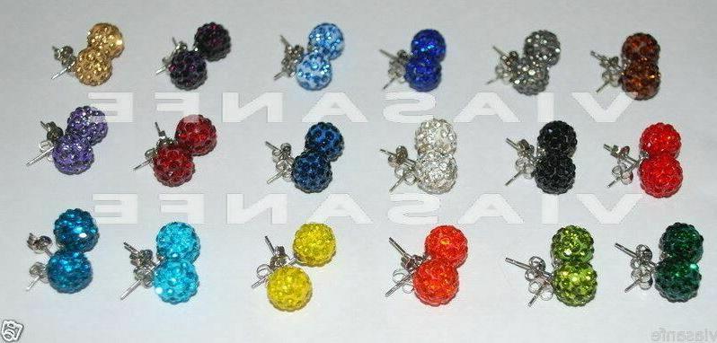 2 orecchini da donna colorati shamballa 10mm