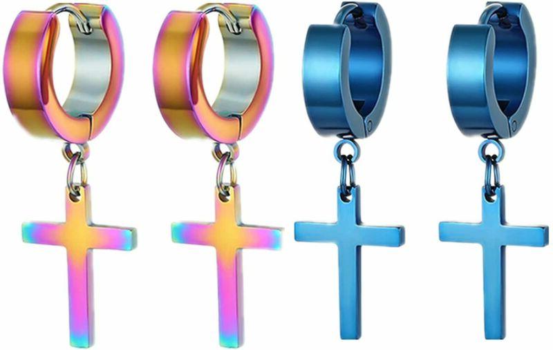 2 paia orecchini con croce da donna