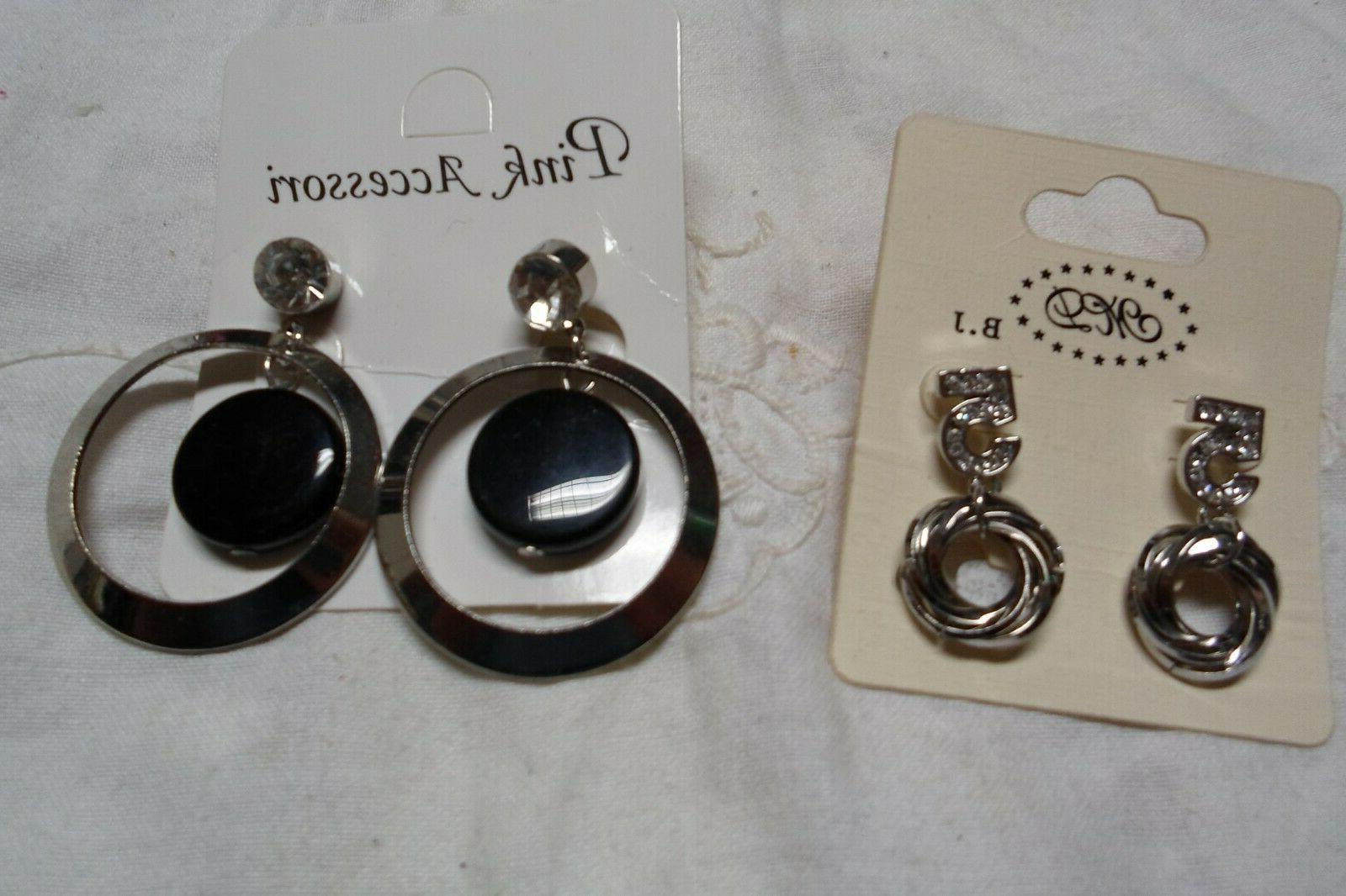 2 paia orecchini donna pendenti con cristalli