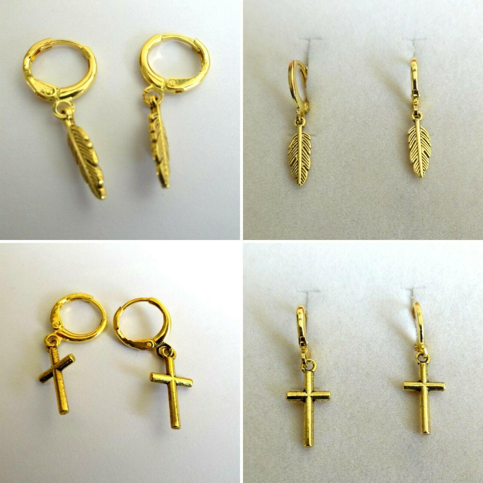 2 paia orecchini unisex cerchi colore oro