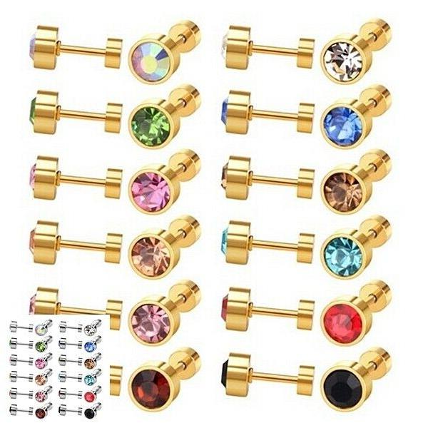 2 rotondi orecchini acciaio inox dorato con