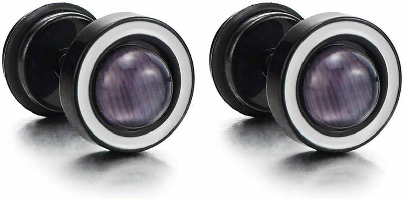 2 uomo donna nero cerchio orecchini con